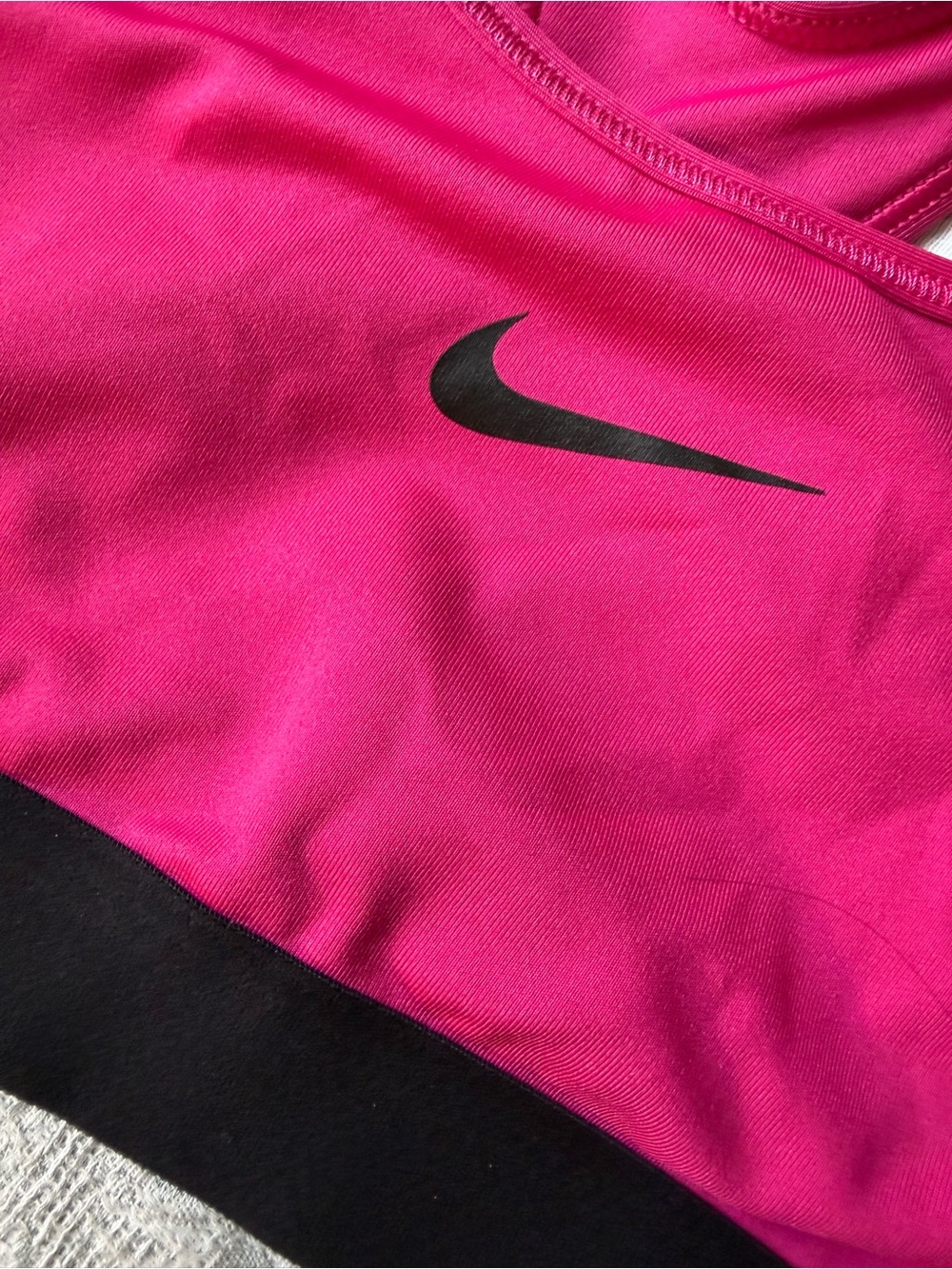 Nike Dri-FIT Pink Sports Bra Black Band Racerback Size Medium - Picture 3 of 4